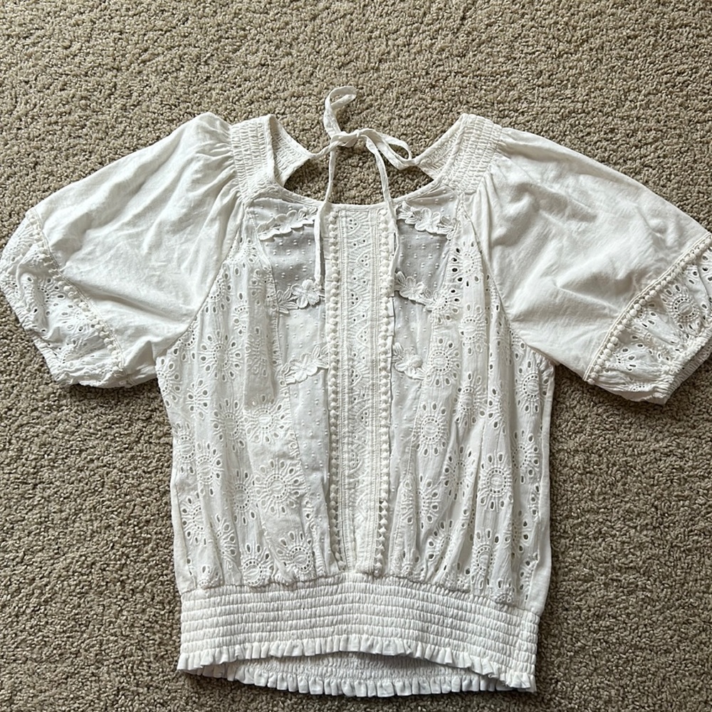 White Eyelet Lace Women's Top